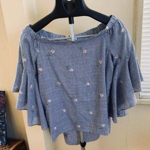 Dance & Marvel off the shoulder striped top with flowers